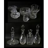 A pair of Edinburgh Crystal Iona pattern cut glass decanters, 32cms (12.5ins) high; together with