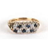 A 9ct gold sapphire and CZ ring, approx UK size 'Q', 2.7g.