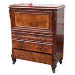 A 19th century walnut secretaire abattant, the fall front enclosing a fitted interior above three