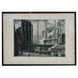 K B Beiker - Industrial Factory Scene with Railway to the Foreground - etching, signed in pencil