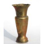 A Boer War trench art vase made from a brass shell case dated 15. 4. 99. Overall height 22.5cms (8.
