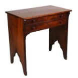 A mahogany dressing table. 76cm (30 ins) wide together with two rush seated chairs.Condition