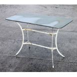 A painted white metal garden table with rectangular zinc top, 110cms (43ins) wide.Condition