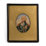 An oval portrait miniature print depicting Horatio Nelson.