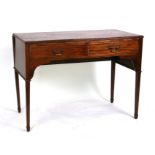 A 19th century mahogany side table with two frieze drawers, on tapering square legs and spade