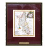 Kitchin (Thomas George) an 18th century hand coloured map of Buckinghamshire, framed & glazed with