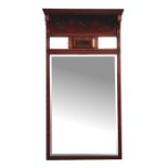 A late 19th century walnut wall mirror, 64 by 144cms (25 by 56.75ins).