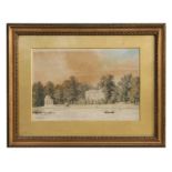 19th century English school - Landscape Scene with a Stately Home and Folly in the Background -