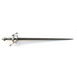 A 17th century style steel rapier sword with wirework grip, 96cms (37.75ins) long.
