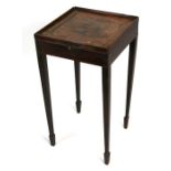 A George III mahogany night stand on square tapering legs with spade feet, 33cms (13ins) wide.