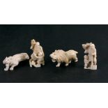 A group of late 19th / early 20th century Japanese ivory figures to include men with boys, a male