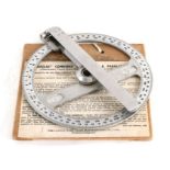 A WW2 Third Reich Kriegsmarine 360 degree aluminium protractor with Nazi Eagle to fold out arm,