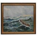 Henry Woodhard - Cornish Shipwreck - oil on canvas, signed lower right, framed, 35 by 40cms (13.75