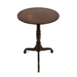 A Victorian mahogany tilt-top tripod table, the circular top inlaid with a roundel, 49cms (19ins)