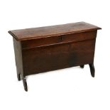 An 18th century oak six-plank coffer, 89cms (35ins) wide.Condition Reportlocked no key