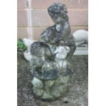 A well weathered reconstituted stone garden fountain, 75cms (29.5ins) high.Condition Reportwell