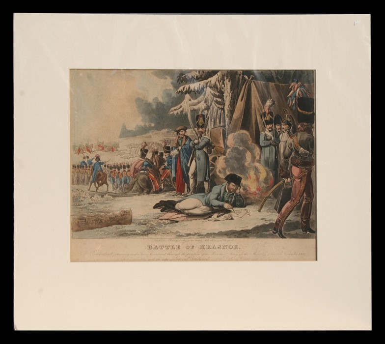 A 19th century aquatint - Battle of Krasnoe - unframed, 34 by 44cms (13.5 by 17.5ins); together with - Image 4 of 4