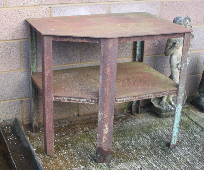A Steel engineer's bench joined with an under tier, 94cms (37ins) wide.