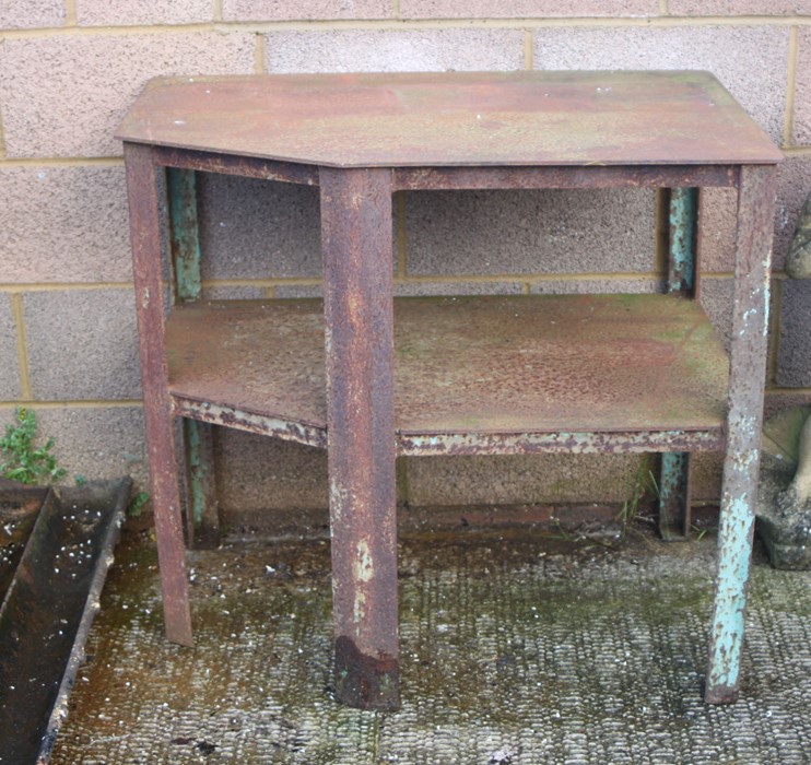 A Steel engineer's bench joined with an under tier, 94cms (37ins) wide. - Image 2 of 2