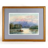 B Maynard - Mountainous landscape with a Lake in the Foreground - signed lower left, watercolour,