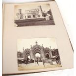 A late Victorian scrap album containing albumen photographs and watercolour paintings.Condition