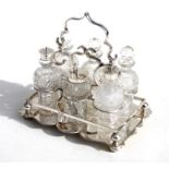 A Victorian silver six-bottle cruet set, Sheffield 1901.