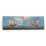 Late 19th / early 20th century Chinese Shanghai / Hong Kong school - a pair of seascapes of