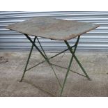 A French garden metal folding table, 100cms (39.5ins) wide.