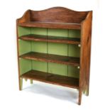 An oak open bookcase with four shelves, 82cms (32ins) wide.