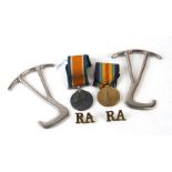 A WW1 Royal Artillery medal pair named to 146483 DVR. C.E. STOVOLD. R.A. together with a pair of