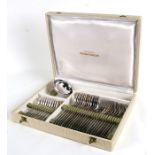 A boxed set of French silver plated cutlery by Frionnet Francois; together with a quantity of silver