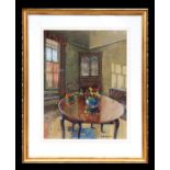 Florence England - An Interior Dining Room Scene - watercolour, signed lower right, framed & glazed,