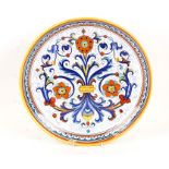 A large 20th century Italian Faience Maiolica wall mounted charger from Deruta, painted marks to