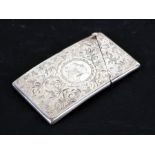 An Edwardian silver visiting card case with chased decoration, Birmingham 1904, weight 48g, 8cms (