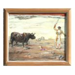 P Conzacet Marcos - Bull Fighting Scene - signed lower right, oil on canvas, framed, 52 by 62cms (