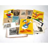 A quantity of late 19th century engravings, drawings, watercolours and Disney posters.