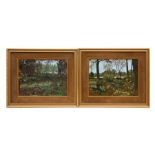 David Shaw (modern British - a pair of landscape scenes, signed lower right, oil on board, framed,