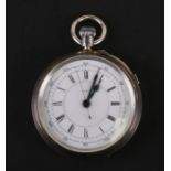 A large silver cased chronometer pocket watch, the white enamel dial with Roman numerals, Birmingham