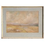 E Fortune - Moorland Landscape Scene - pastel, signed lower right, framed & glazed, 15 by 37cms (6
