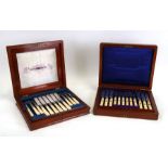 Two mahogany boxed sets of silver plated dessert cutlery by Mappin & Webb (2).Condition ReportBoth