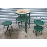 Three 1930's Marcelle Breuer style Modernist green painted metal tables by Wilmot's of Bristol,