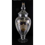 A large shop display perfume bottle with later gilt lettering 'Parfumerie - Finest Perfumes from the
