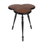 A Victorian thuyawood and ebonised clover leaf gypsy table, 59cms (23ins) wide.