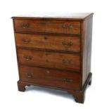 A 19th century mahogany chest of four graduated long drawers, on bracket feet, 86cms (34ins) wide.