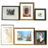 A quantity of watercolour paintings, engravings and prints by various artists (6).