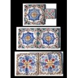 A group of 19th century Italian earthenware tiles, each 20 by 20cm (8 by 8ins) (21).