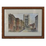 20th century British school - Street Scene with Figures - watercolour, indistinctly signed lower