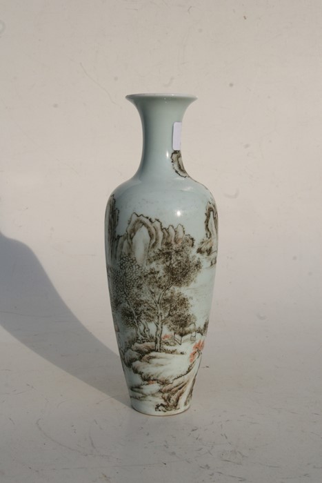 A Chinese porcelain vase decorated with a river landscape scene, blue four character mark to the - Image 4 of 7