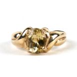 A 9ct gold citrine set ring, weight 3.6g, approx UK size 'N'.