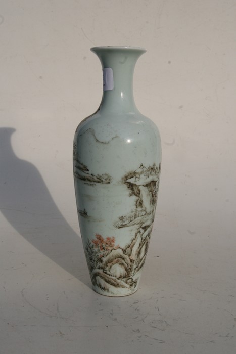 A Chinese porcelain vase decorated with a river landscape scene, blue four character mark to the - Image 2 of 7